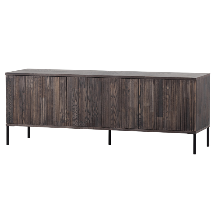 Dressoir donker bruin hout met latjes