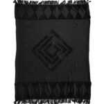 Plaid met franjes zwart geruit patroon