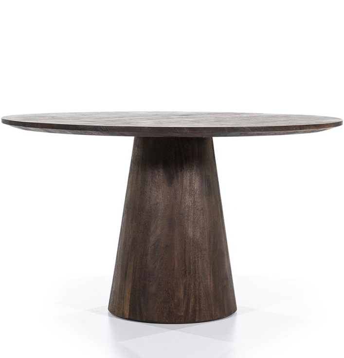 bruine ronde eettafel mangohout