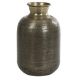 Antiek bronzen vaas met structuur en smalle hals klein