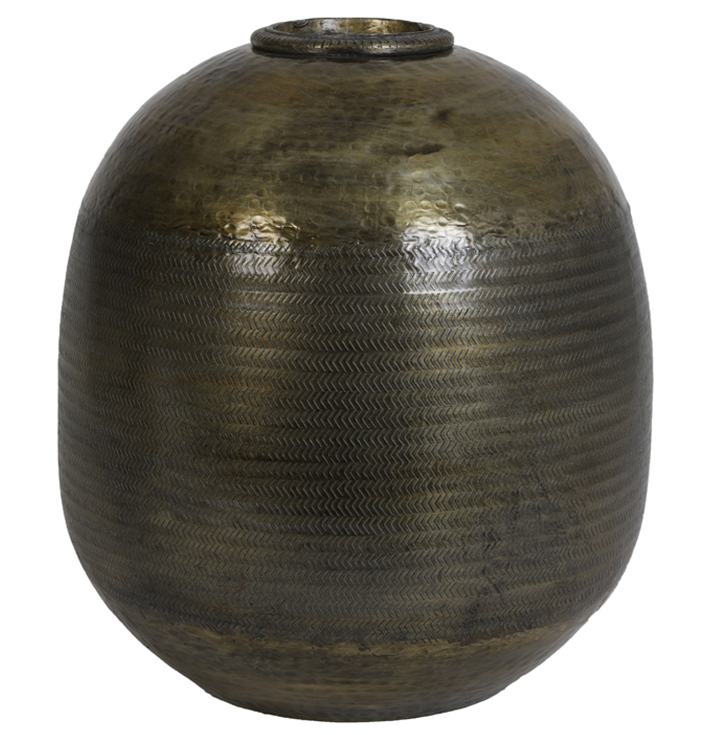 Bolvormige vaas antiek brons met reliëf groot