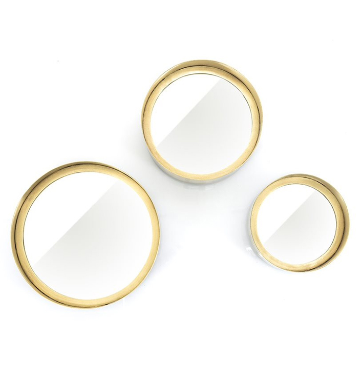 Drie ronden spiegels goud
