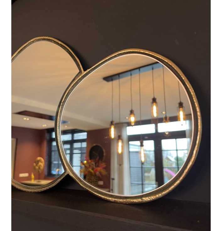 Goud metalen rand dubbele spiegel