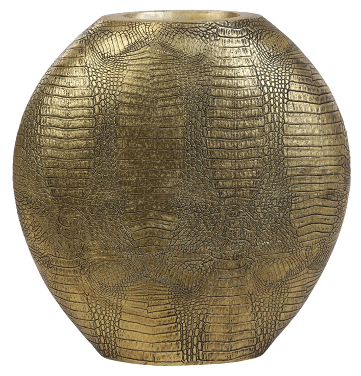 Gouden ovale vaas met krokodillen patroon
