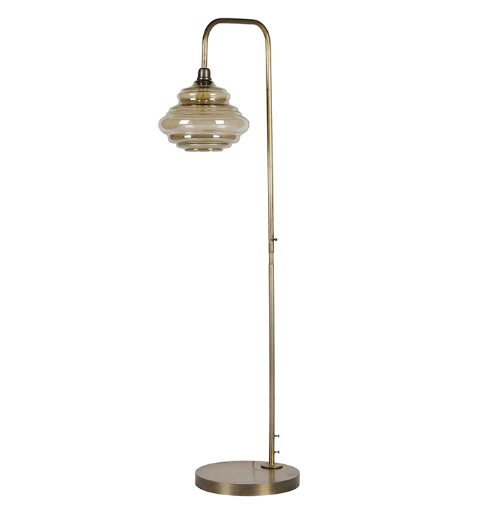 Gouden vloerlamp met glazen kap