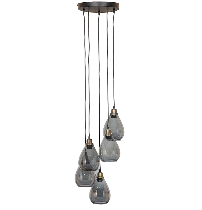 Hanglamp met 5 glazen lampen