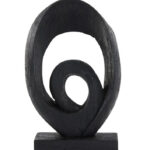 Rond ornament van hout in zwart
