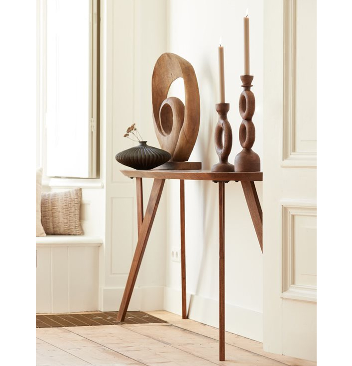 Rond bruin hout ornament