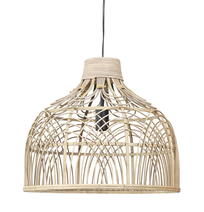 Ronde hanglamp van rattan naturel