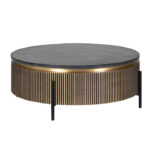 Ronde salontafel met zwart en goud metaal marmer