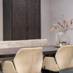 Stoffen eetkamerstoel beige naturel