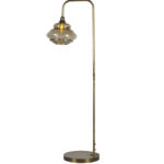 Vloerlamp met gouden voet en glazen kap