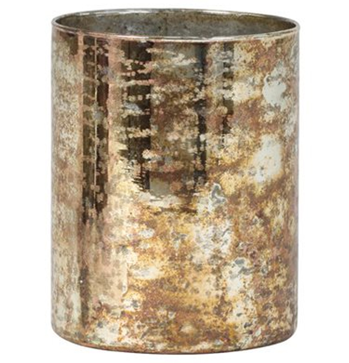 Waxinelichthouder van antiek goud zilver glas