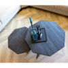 Achthoek zwart hout salontafel set