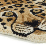 Bruin beige vloerkleed luipaard wol