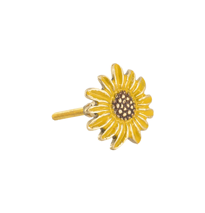 Doing Goods deurknop goud gele zonnebloem