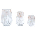 Drie maten windlicht goud wit puntjes glas