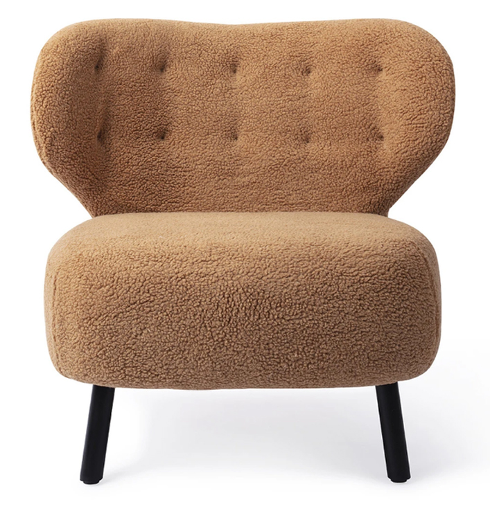 Fauteuil bruin polyester teddy met metalen poten