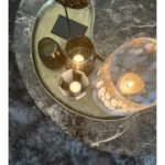 Glas goud witte puntjes op windlicht