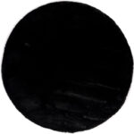 Hoogpolig polyester zwart kleur 25 vloerkleed
