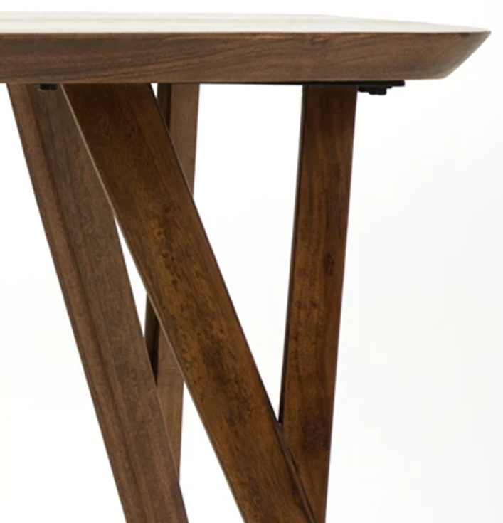 Houten wandtafel details houten onderstel