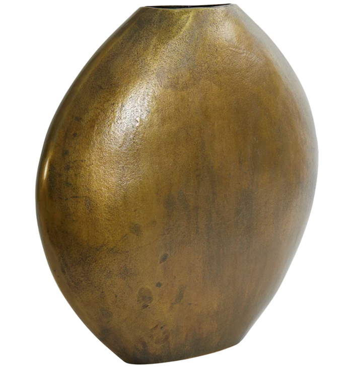 Ovale antiek bronzen vaas plat