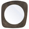 Spiegel rond van glas met bruin mangohout