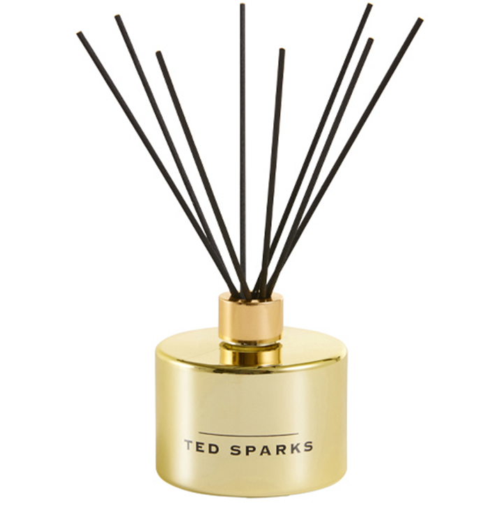 Ted Sparks geurstokjes vanilla cedarwood gouden flacon