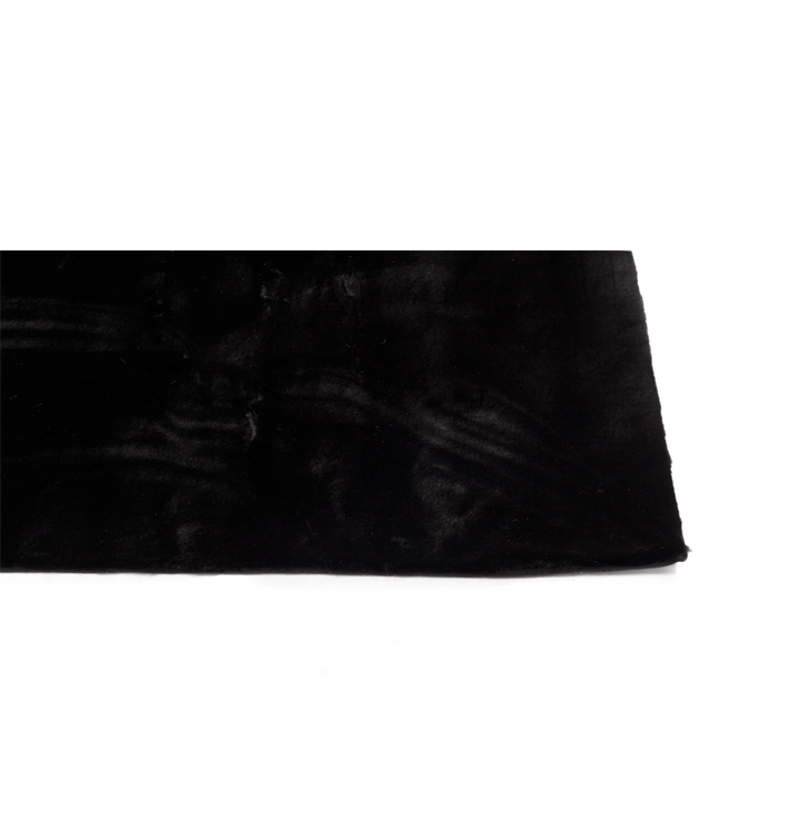 Vloerkleed hoogpolig zwart polyester kleur 25
