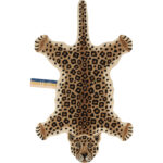 Vloerkleed luipaard in beige bruin van wol en katoen