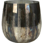 Waxinelichthouder glas zilver roestig