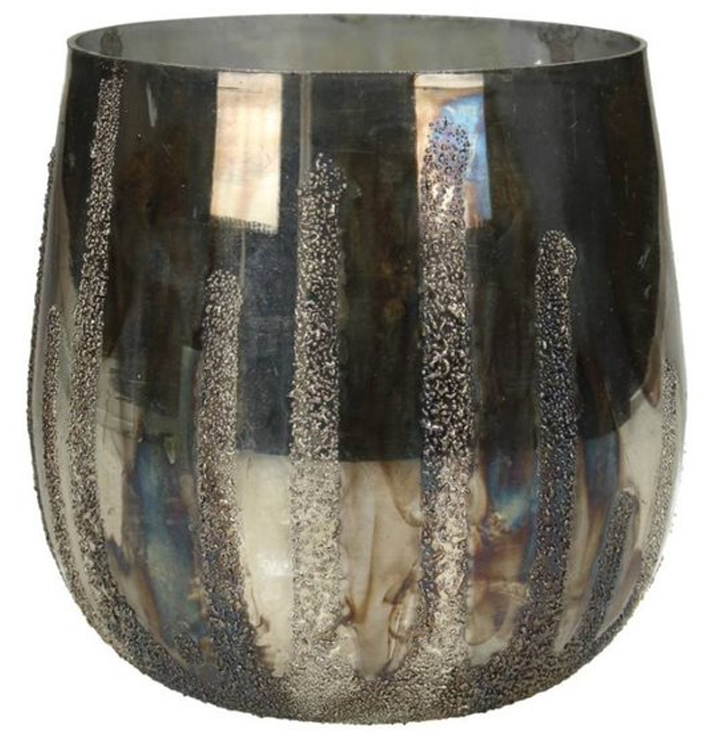 Waxinelichthouder glas zilver roestig