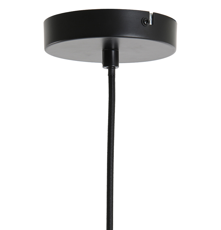 Detail foto zwart pendel glazen hanglamp rookglas