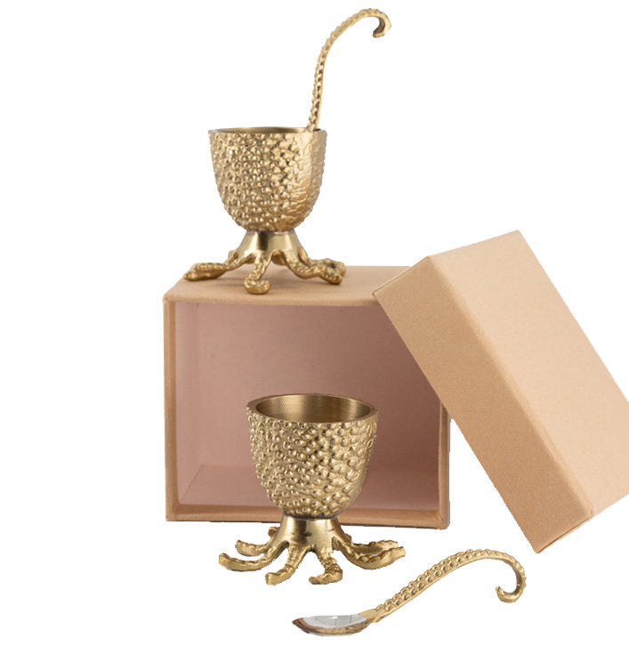 Eierdopjes Doing Goods octopus goud set van twee in giftbox