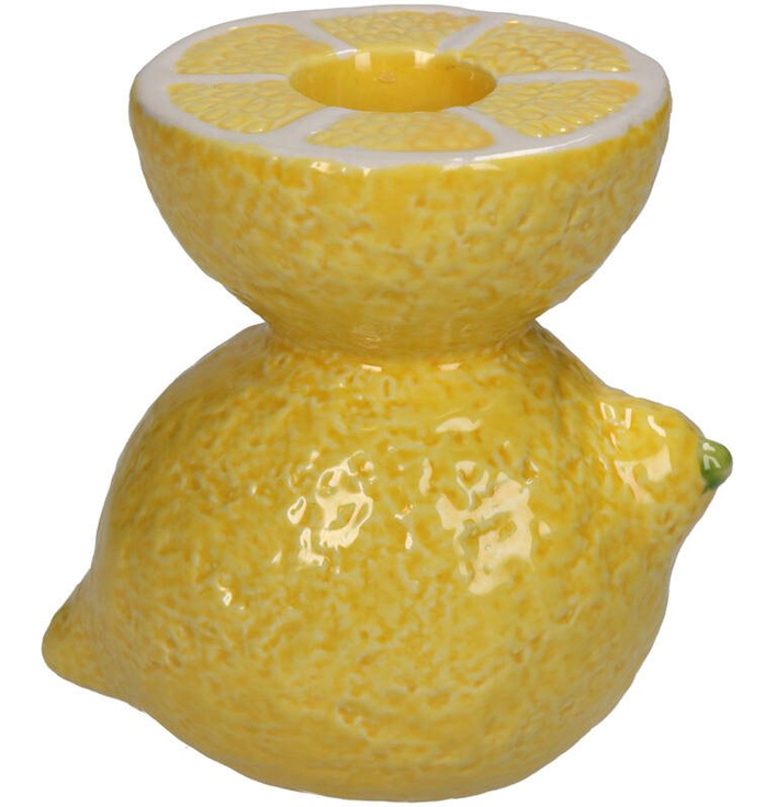Kandelaar geel citroen aardewerk