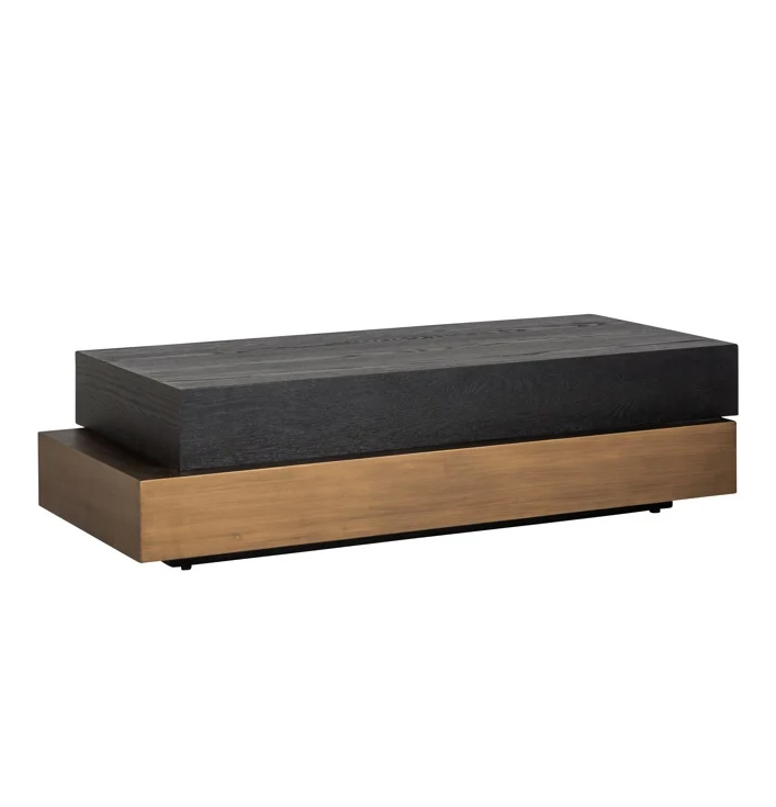 Richmond salontafel 2 blokken zwart goud hout