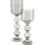 Rond windlicht grijs glas