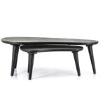 Salontafel set 2 zwart mangohout
