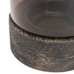 Windlicht met donkerbruin hout