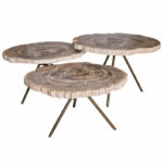 Beige versteend houten salontafel