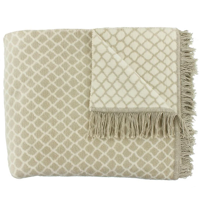 Claudi Plaid Colly Naturel Beige Met Franjes