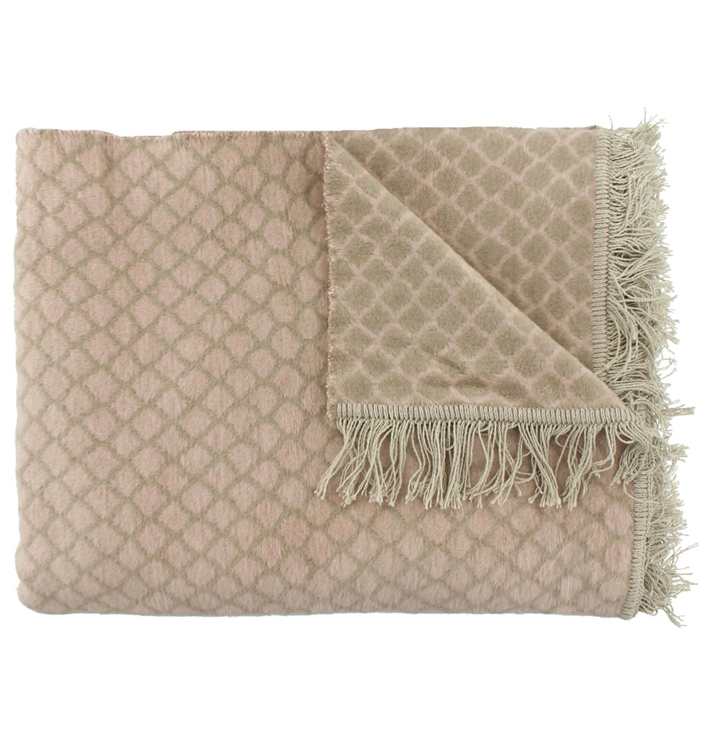 Claudi Plaid Colly Nude Taupe Roze Met Franjes