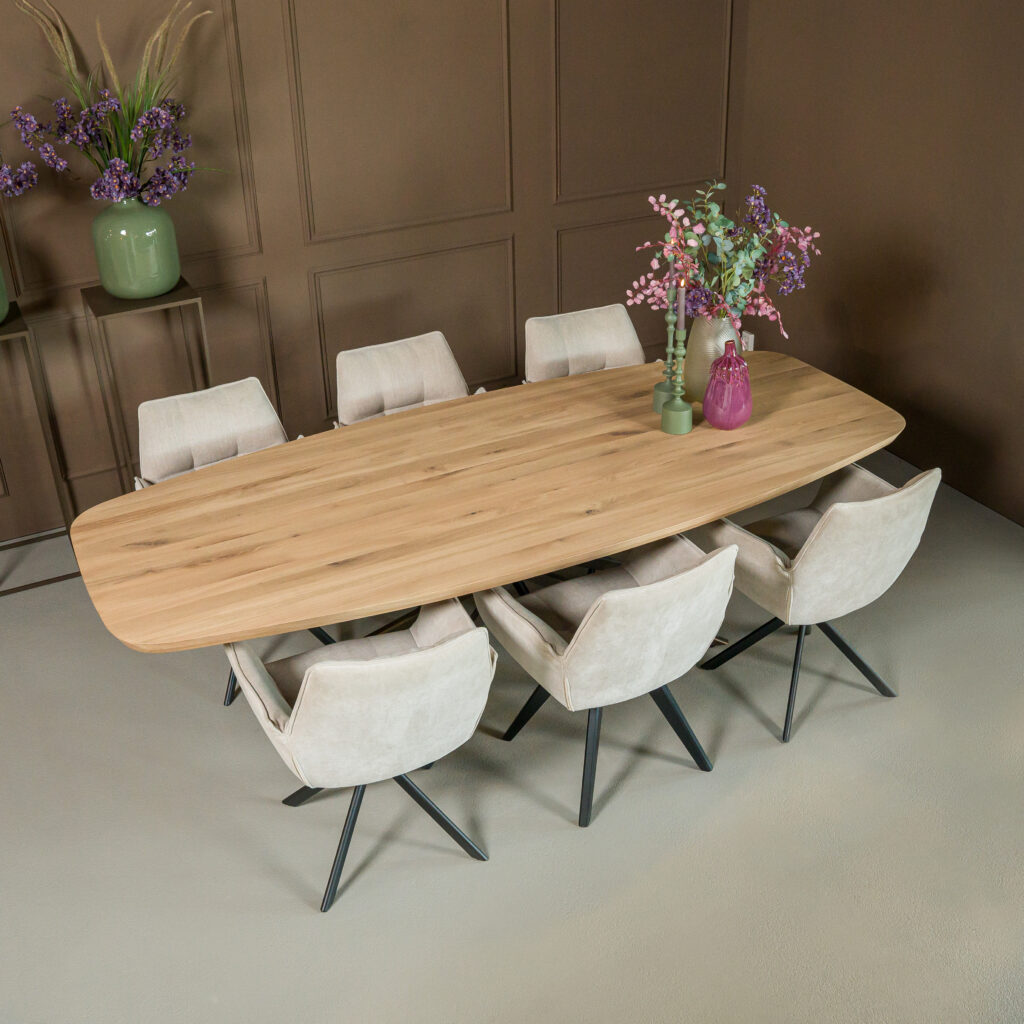 eetkamerstoel draai poot leer met armleuning