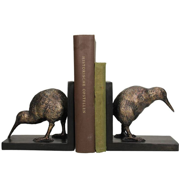Polyresin boekensteun vogel brons
