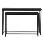 Rechthoekige sidetable set van twee metaal zwart