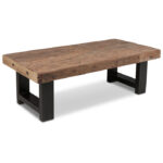 Salontafel bruin hout met zwarte afwerking