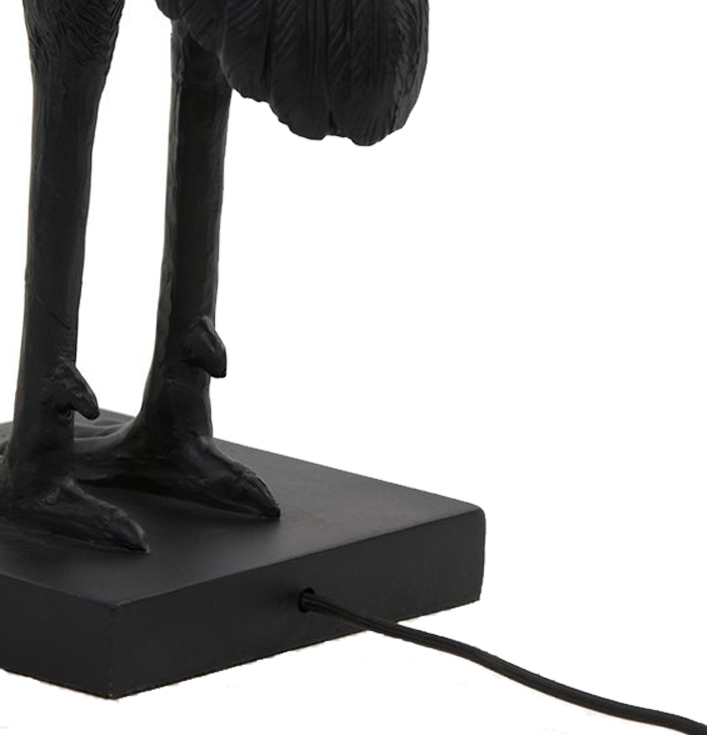 Tafellamp zwart kunststof vogel