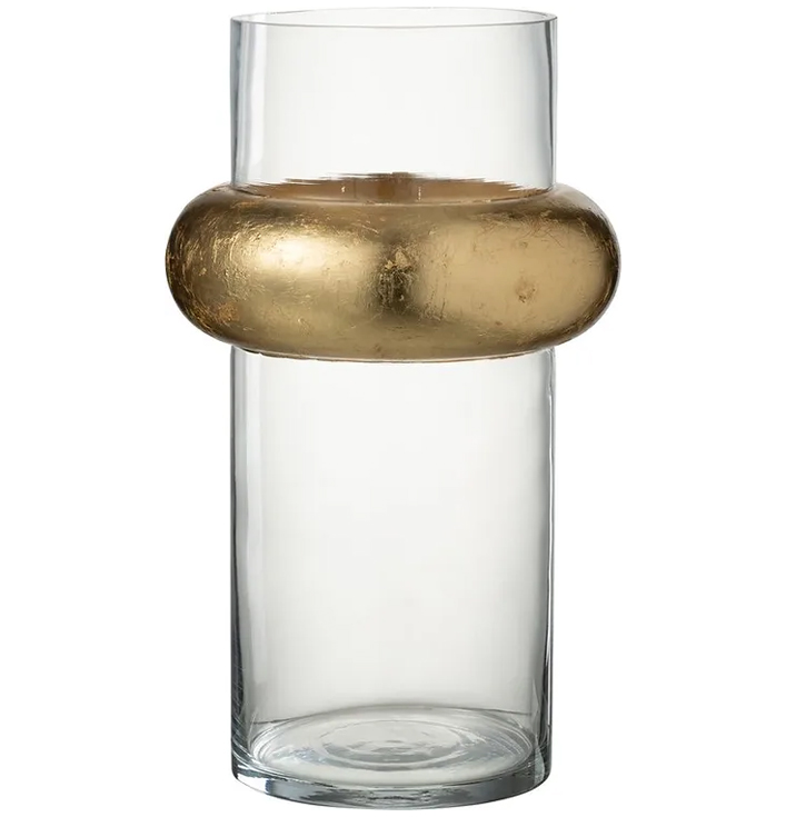 Transparant met gouden ring vaas