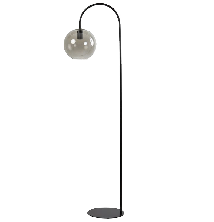 Vloerlamp in zwart van glas rond