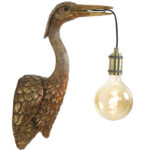 Vogel wandlamp kunststof goud